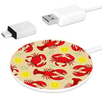 MUOOUM Lobster And Crab With Lemon And Dill Fast Wireless Charger, Wireless Charging Pad 10W Unibody Fast Charging Pad Compatible for iPhone, airpods or any Qi enabled Smartphone