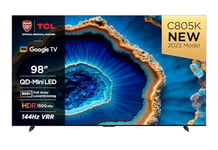 TCL 98C805K 98-inch QLED Mini LED, 4K HDR Premium 1300nits, Smart TV Powered by Google TV (Dolby Vision & Atmos, Onkyo 2.0 sound system​, 144Hz Motion Clarity Pro, Hands-Free Voice Control)