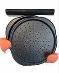 2X Double Coated Non Stick Pizza Tray Pizza Pan for Oven & Gas Grill. Pizza Oven Accessories Include 1x Non Stick Reusable BBQ Mats for Gas Grill Oven Liner & 1x Oven Gloves Silicone for Fingers.