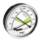 TFA Dostmann 45.2024.EK Thermomètre hygromètre analogique pour mesurer l'humidité et la température, créer un climat intérieur sain, éviter la moisissure, pour l'intérieur, argenté/blanc, petit