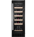 CDA CFWC304BL Black Fs/Under Counter 30Cm Wine Cooler, 19 X Bs, Single Temp Zone,Er:G,Rd,Black