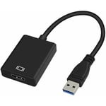 Adaptateur USB 3.0 vers HDMI, Convertisseur USB 3.0/2.0 vers HDMI 1080P Full HD (mâle à Femelle) avec Audio pour Ordinateur Portable Projecteur HDTV Compatible avec Windows XP 7/8 / 8.1/10
