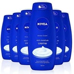 NIVEA Shower Creme Care Pack Of 6 6 X 500ml Caring Shower Body Wash Enriched Wi