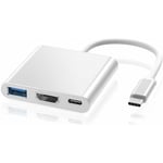 Adaptateur usb c vers hdmi 4K, Adaptateur Type c Hub vers hdmi Convertisseur avec Port usb 3.0 et Port de Charge c usb Compatible avec MacBook Pro,