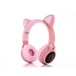 pc gaming headset SFBBBO Cute Cat Ear LED Bluetooth Headphone Bluetooth 5.0 Kids Headphones Glowing Light Handsfree Headset Gaming Earphones for PC C 028Cpinknobox