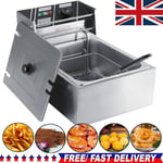Stainless Steel Deep Fat Fryer 6L Commercial Electric Catering Kitchen Machine