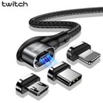 Kit câble Micro USB 1m TWITCH - Câble Type Micro magnétique USB C, à 90 rapide changement