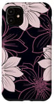 Coque pour iPhone 11 Motif floral noir et rose