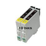 10X T0711H Black Compatible Printer CARTRIDGES for EPSON Stylus B1100. 18.2ml Each. Replace Epson Giraffe Inks