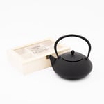 2pc Tea Set including Large Black Cast Iron Teapot with Infuser, 900ml and Wooden Compartment Tea Box