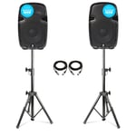 Vonyx SJP1000AD V3 Active 800W 10" DJ Disco PA Speaker (Pair) with Stands