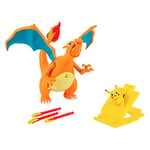 Pokémon Bandai Figurine Dracaufeu Deluxe à Fonction 15 cm + 1 Figurine Pikachu 5cm - JW2731