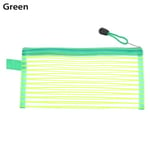 1pc Zipper Pencil Case Mesh Pen Bag Cosmetic Storage Green