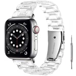 Miimall Resin Strap Compatible with Apple Watch 38mm/40mm/41mm, Waterproof Lightweight Band with Stainless Steel Buckle iWatch Strap Bracelet for iWatch SE Series 7/6/5/4/3/2/1 38mm/40mm-Clear