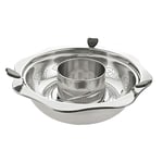 HEMOTON Stainless Steel Hot Pot Casserole Rotating Pot Cooking Pot with Lifting Drainage Baske for Induction Cooktop Gas Stove 32 cm