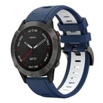 Garmin Fenix 6 Sapphire GPS Tvåfärgat Klockarmband i Silikon - Blå / Vit