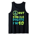 Peace Sign Out Single Digits Tennis 10 Years Old Birthday Tank Top