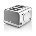 Swan Retro 4 Slice Toaster Defrost Reheat and Cancel Functions 1600W - in Grey