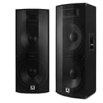 em Active Powered PA Speakers (Pair) with Bluetooth Dual 15 Inch DJ Sound System 1600w