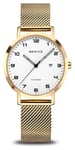 Bering 18634-334 Titanium Quartz (34mm) White Dial / Gold Watch