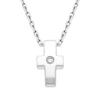 18ct White Gold Diamond Cross Necklace D