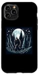 Coque pour iPhone 11 Pro Bigfoot Sasquatch caché dans la forêt la nuit lune étoiles