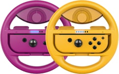 Volant Switch, Volant De Course Joy-Con Manette, Steering Wheel Pour Mario Kart 8 Deluxe / Nintendo Switch & Mod¿¿Le Oled, Violet N¿¿On / Orange N¿¿On (Pack De 2)
