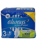 6 x  Always Ultra Night Size 3 Sanitary Towels Wings 10 Pads.