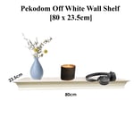 Wooden Off White Floating Shelf Invisible Wall Mounting 80 x 23.5cm Holds 40kg