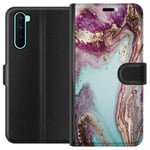 OnePlus Nord Svart Plånboksfodral Lila marmor