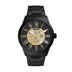 Fossil Outlet Men Flynn Automatic Black Stainless Steel Watch