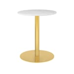 Gubi - Gubi 1.0 Dining Table, Round, Ø60, Brass Base, Marble Top - Bianco Carrara - Matbord - Vit - Metall/Sten