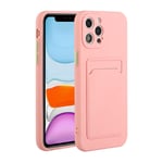 IPhone 12 Pro Max skal med en korthållare - Rosa