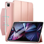 ESR Case Compatible with iPad Pro 11 Inch 2021 (3rd Generation), Trifold Smart Case, Lightweight Stand Case, Auto Sleep and Wake, Pencil 2 Wireless Charging, Ascend Series, Rose Gold