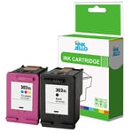 InkJello Remanufactured Ink Cartridge Replacement for HP Tango Envy Photo 6200 6220 6230 6230 wifi 6232 6234 7100 7130 7134 7800 7830 7834 Tango X 303XL (Black/Tri-Colour 2-Pack)