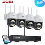 ZOSI 3MP Wireless CCTV Security Camera System Wifi IP Audio Outdoor 8CH NVR 1TB