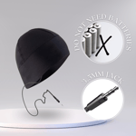 Black Knitted Beanie Hat with Music Headphones Earphones iPhone Samsung Huawei