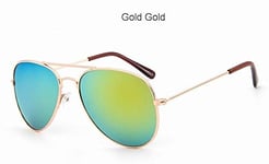 Aviation sunglasses For Boy And Girl Pilot Sun Glasses Children Sunglasses Kids Sunglasses Eyewear UV400 (Lenses Color : C2 Gold Gold)