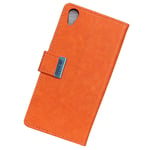 Leather Case for Sony Xperia XA1 Plus, Multi-function Flip Phone Case with Iron Magnetic Buckle, Wallet Case with Card Slots [2 Slots] Kickstand Business Cover for Sony Xperia XA1 Plus (Orange)