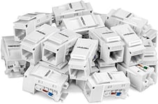 TRENDnet Cat6 Keystone Jack – 25-Pack, 90° Angle Termination, Colour-Coded Labelling for T568B Wiring, TC-K25C6, White