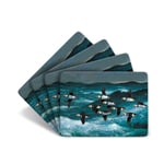 Julian Friers Puffins in Flight Large Table Mats by Wildlife Artist Set of 4 - Non-slip - Cork-backed Placemat Set