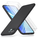 Richgle Compatible with Xiaomi Mi 11 Lite 4G / 5G Case & [2 Pack] Tempered Glass Screen Protector, Slim Soft TPU Silicone Case Cover Shell Compatible with Xiaomi 11 Lite 5G NE - Black RG81098