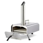 Petra PT5186EU10 Outdoor Wood Pellet 12” Portable Stone-Baked Pizza Oven, Reaches 500°C In 15 Minutes, Authentic Wood Fire Pizza In 60 Seconds, Wood Pellet Chargrill BBQ Cooker, Includes Paddle