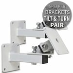 White Heavy Duty 20Kg Load Speaker Metal Wall Brackets with Tilt and Turn