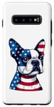 Coque pour Galaxy S10+ Boston Terrier Dog Drapeau américain 4 juillet Chiot patriotique