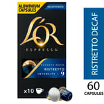 L'OR 60 Nespresso* Compatible Capsules Ristretto Decaf (6 Packs, 60 Coffee Pods)