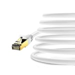 UK-TECH 0.5 meter to 20 meters CAT 8 Internet Cable Round Design - Ethernet Cable Adapter - Gigabit LAN 40 Gbps - Patch Cable - Installation Wire Gold Plug (White) (20 m, White)