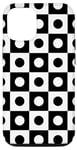 iPhone 15 Pro White Black Dotted Squares Chessboard Pattern Case