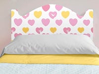 Oedim Rose Tête de lit pour Enfant en PVC Impression numérique Cœurs Jaune | 115 x 60 cm |, Bois d'ingénierie, 115x60cm