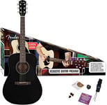 Fender CD-60 Sort gitarpakke med tuner, strenger, reim, plekter